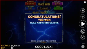 Tampilan visual slot Electric Chip dengan tema neon dan petir