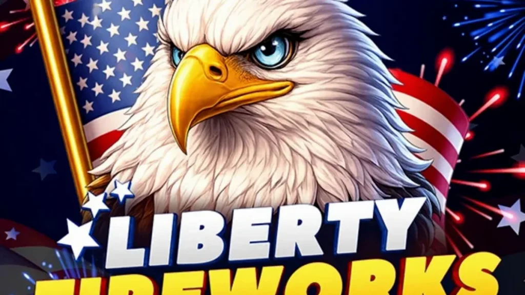 Liberty Fireworks 3 Pots slot machine interface with festive American theme